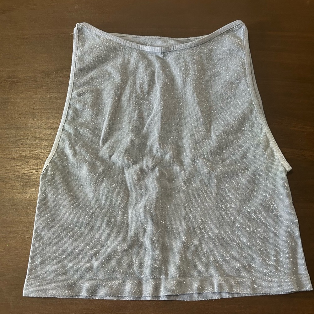 Women’s Metallic Silver Tank Top - Sparkle Knit